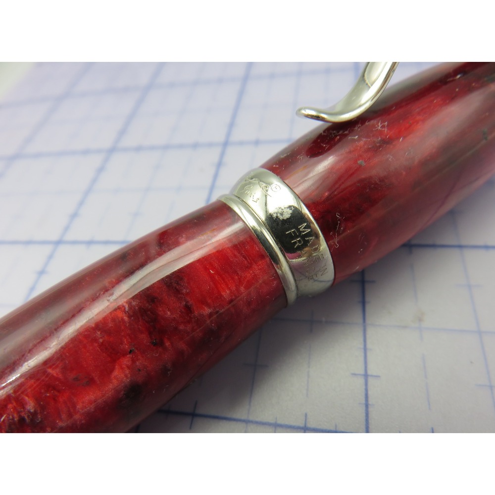 Jean Pierre Lepine Attila Little Fatty Ballpoint Pen Marbled Red France - Picture 4 of 15